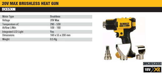 dewalt dce530n-xj 20v cordless heat gun