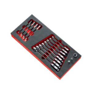 MODM.467BFJ12 Hinged metric ratchet combination wrench sets in heat