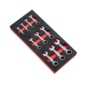 MODM.467SJU10 10-piece foam module of inch-size short ratchet combination wrenches
