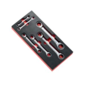 MODM.64JU6 Inch straight ratchet ring wrenches in foam module