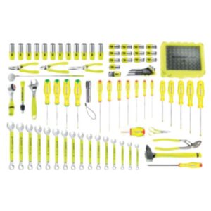 BVFC1.FLUO-1 143-piece set of metric fluorescent tools - foam trays and sealed box
