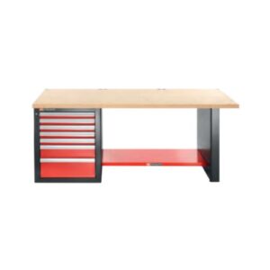 JLS2-2MW7DL Heavy-duty workbench 2182 mm - 7 drawers - wooden worktop - low version
