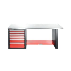 JLS2-2MS7DL Heavy-duty workbench 2182 mm - 7 drawers - stainless steel worktop - low version