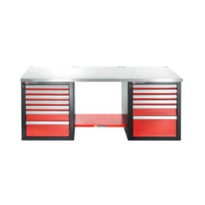 JLS2-2MS13DL Heavy-duty workbench 2182 mm - 13 drawers - stainless steel worktop - low version