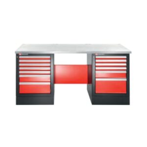 JLS2-2MS13DH Heavy-duty workbench 2182 mm - 13 drawers - stainless steel worktop - high version