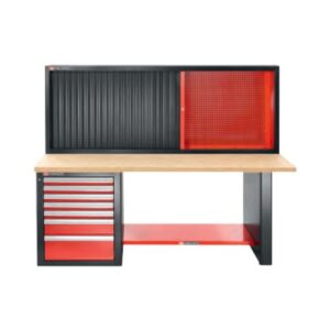 JLS2-2MW7DSCH Heavy-duty workbench 2182mm - 7 drawers - wooden worktop - high version and shutter cabinet