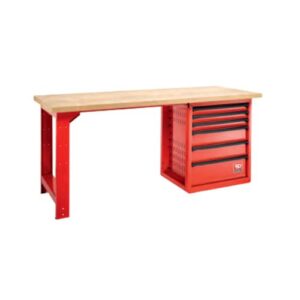 2000.ROLL6M3W Maintenance workbench – 6 drawers, wooden top, 2 m