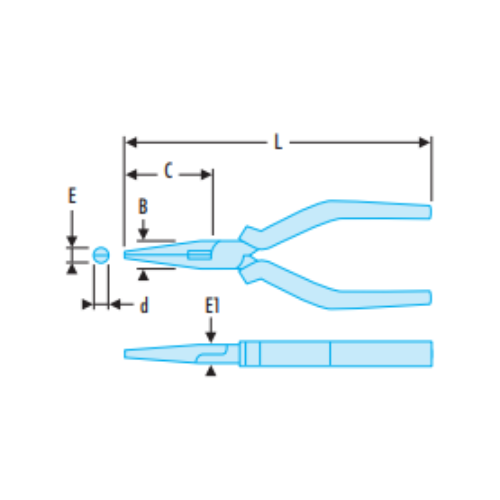 Long-reach half-round nose pliers with offcut retainer - FLUO - Image 2