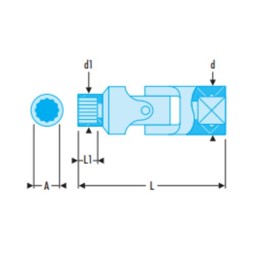 J.F - 3/8" drive hinged inch 12-point sockets - Image 2