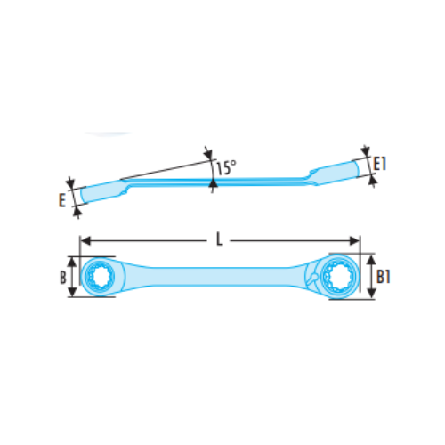 65F - Metric 15° hinged ratchet ring wrenches - FLUO - Image 2