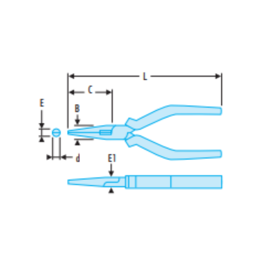 1,000 Volt insulated short halfround nose plier - RFI - Image 2