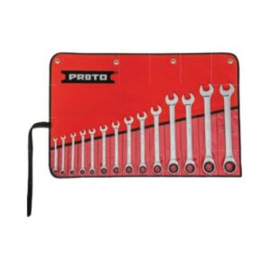 JSCRT-14S 14 Piece Full Polish Non-Reversible Ratcheting Combination Wrench Set - 12 Point