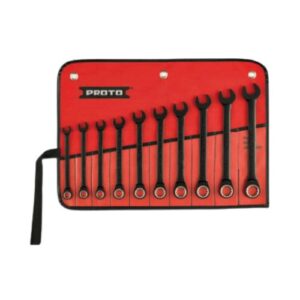 JSCRM-10S 10 Piece Full Polish Metric Non-Reversible Ratcheting Combination Wrench Set - 12 Point