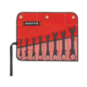 JSCVF-8S 8 Piece Black Chrome Combination Locking Flex-Head Ratcheting Wrench Set - Spline