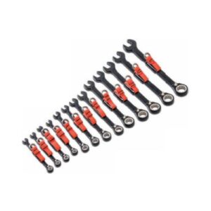 JSCVM-13S-TT 13 Piece Black Chrome Reversible Combination Ratcheting Wrench Set - Spline