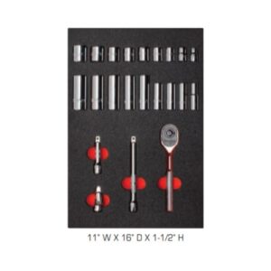 J52134F 3/8" Drive 22 Piece Socket Set w/ Classic Pear Head Ratchet - Full Polish - 6 Point