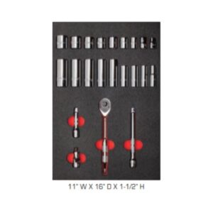 J52136HTCF 3/8" Drive 22 Piece Socket Set w/ Precision 90 Pear Head Ratchet - Full Polish - 12 Point