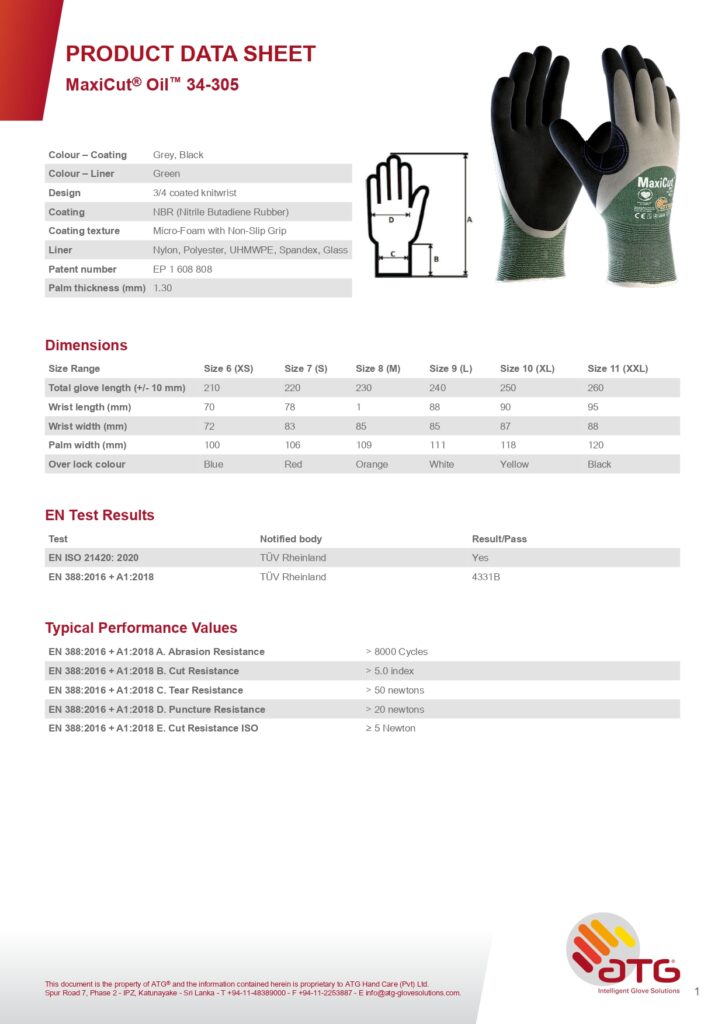 MaxiCut Oil gloves industrial safety