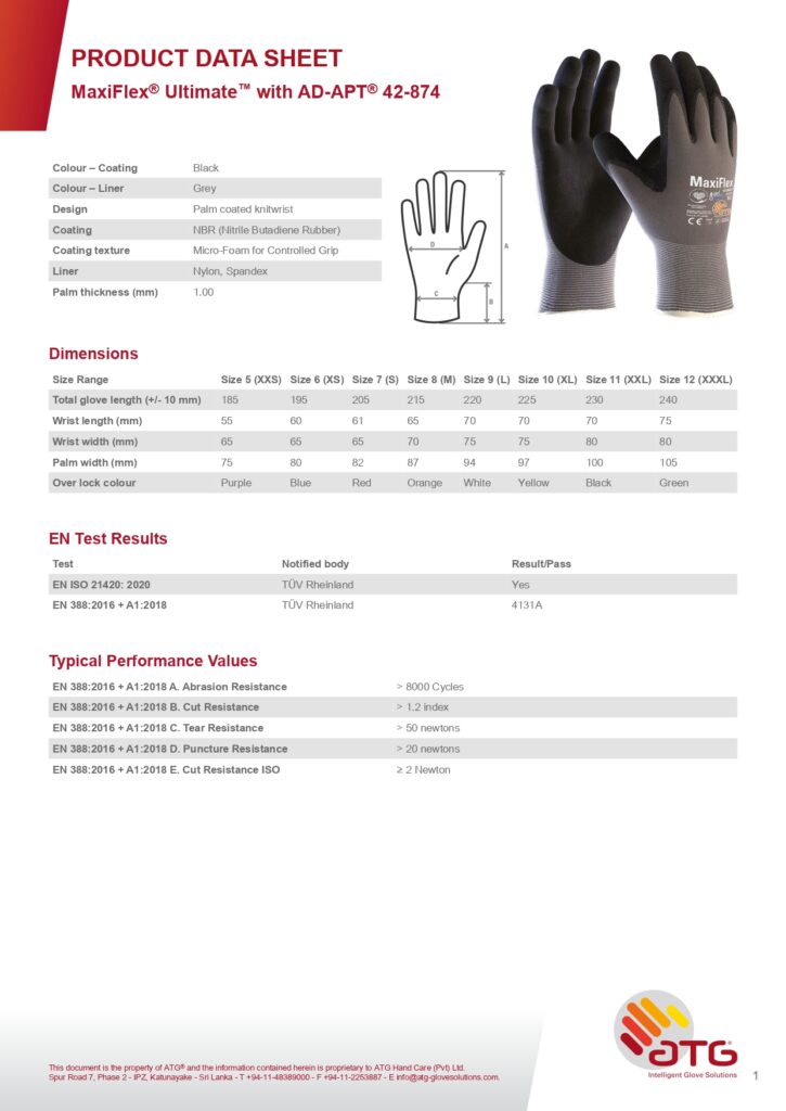 Person handling accuracy with AD-APT incorporated ATG MaxiFlex Ultimate 42-874 gloves for breathability.