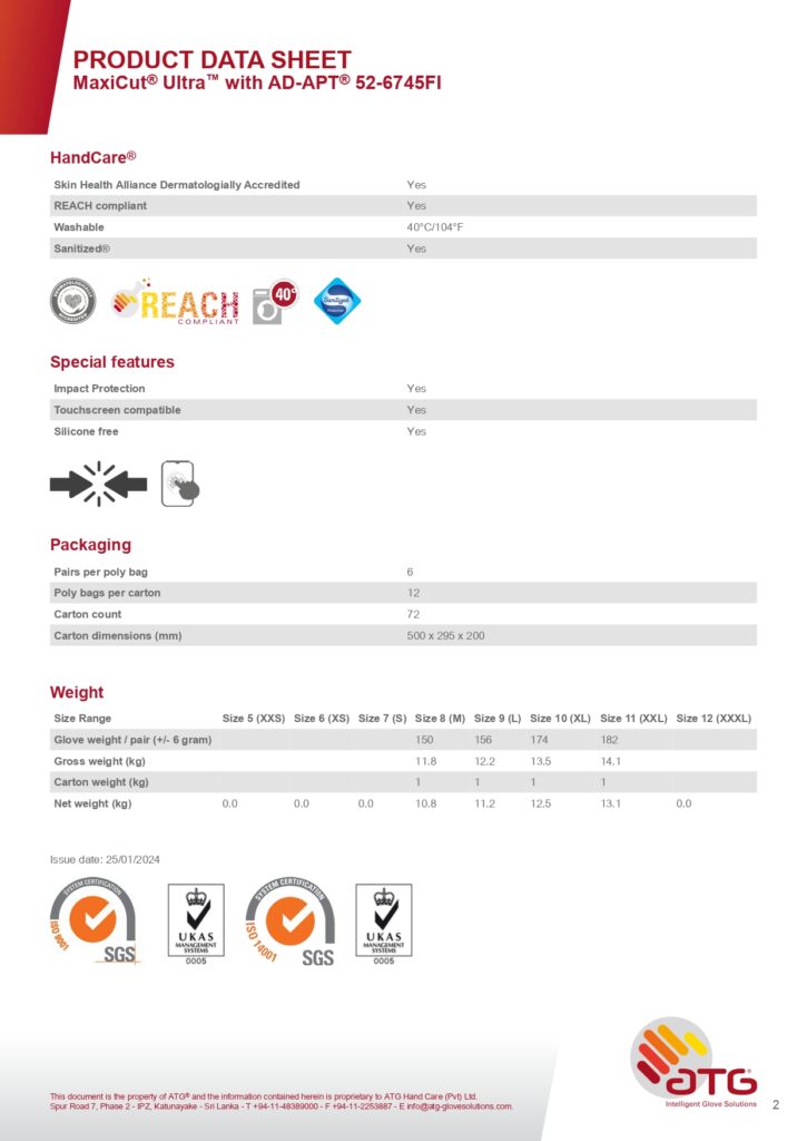 MaxiCut Ultra gloves for precision and assembly work