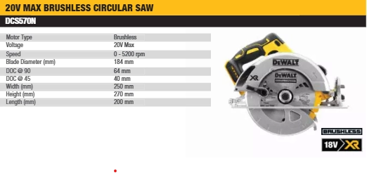 Dewalt DCS570N 20V cordless circular saw – distributor Chennai
