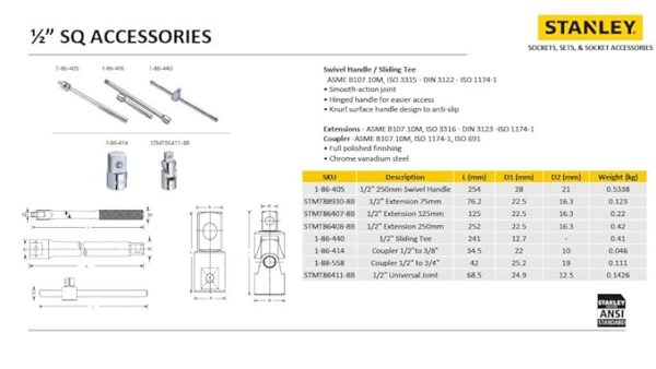 1/2" DRIVE SOCKET ACCESSORIES - Image 2