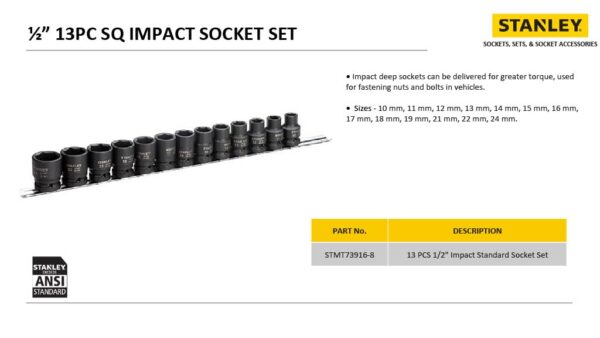 1/2" DRIVE IMPACT SOCKET SET - STMT73916-8 - Image 2