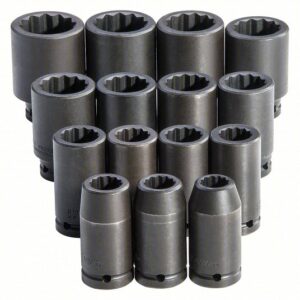 J72104M 3/4" DRIVE 15 PIECE DEEP METRIC IMPACT SOCKET SET - 12 POINT