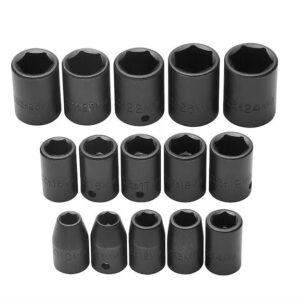 J74204 1/2" DRIVE 15 PIECE METRIC IMPACT SOCKET SET - 6 POINT