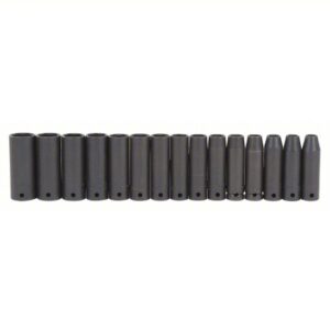 J74217 1/2" DRIVE 15 PIECE IMPACT METRIC THIN WALL SOCKET SET - 6 POINT