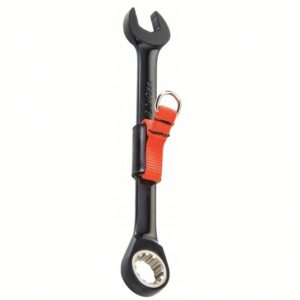 TETHER-READY BLACK CHROME COMBINATION REVERSIBLE RATCHETING WRENCH - SPLINE