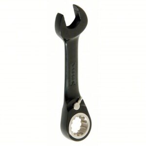 JSCVM06S BLACK CHROME COMBINATION STUBBY REVERSIBLE RATCHETING WRENCH 6 MM - SPLINE