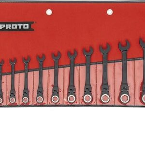 JSCVMF-12S  12 PIECE BLACK CHROME METRIC COMBINATION LOCKING FLEX-HEAD RATCHETING WRENCH SET - SPLINE