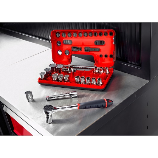 S.161DBOX1 1/2' SOCKET SET 6PT MM S.161B 21PC - Image 2