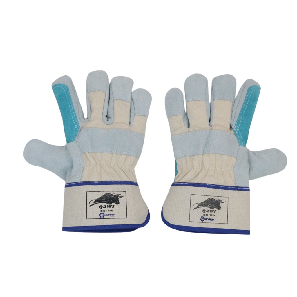 QAWI 55-110 Split Leather Palm Gloves—durable split leather gloves.